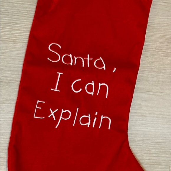 “Santa, I Can Explain” Christmas Stocking - Red/White, 17” Fun Holiday Decor - Picture 16 of 16
